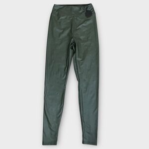 Aerie NWT OFFLINE Real Luxe High Rise Olive Green Faux Leather Leggings M